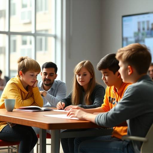 Gruppo di giovani studenti che partecipano attivamente a un seminario interattivo.